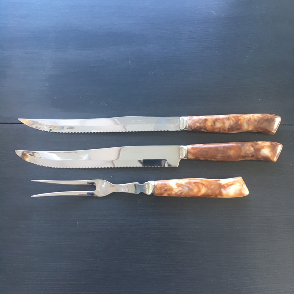 Vintage Bakelite/Stainless Steel 3piece serving set.
